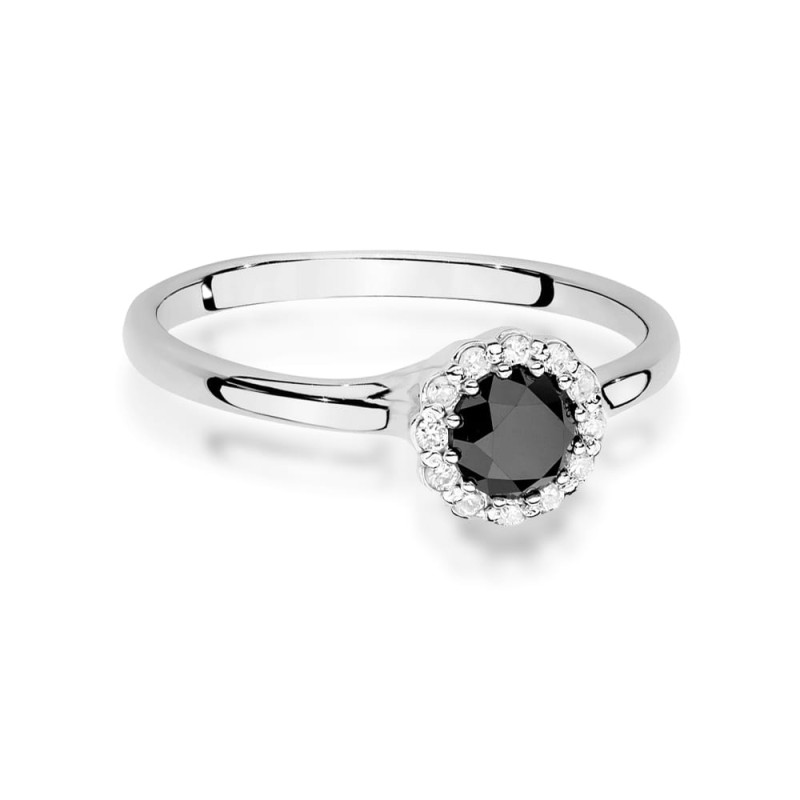 "Pierścionek W0622 Czarny Diament 0,50ct białe złoto - Daimana.pl: