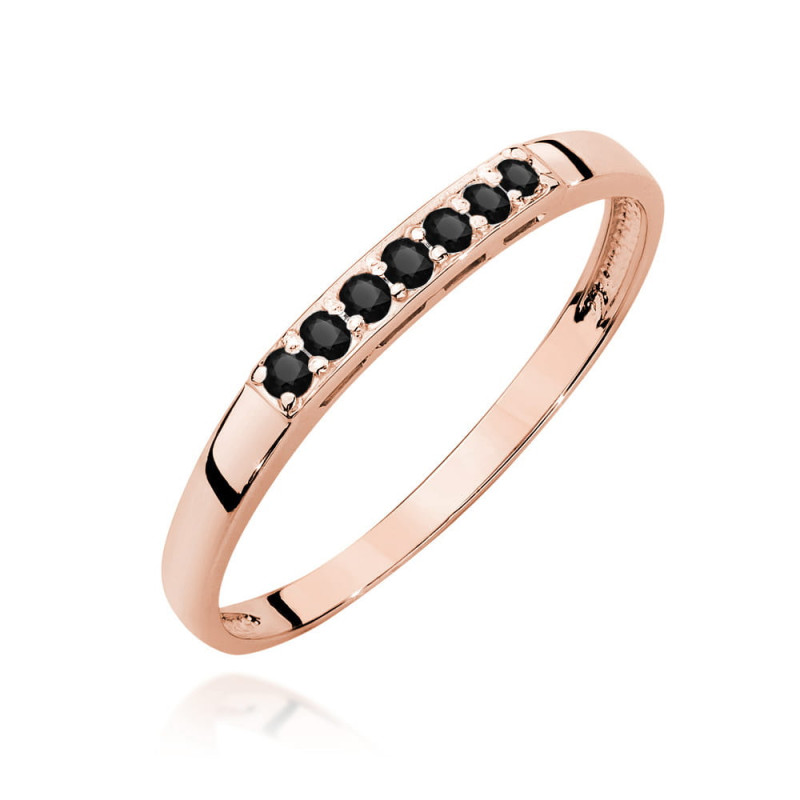 "Pierścionek W0619 Czarny Diament 0,12ct w różowym złocie - Daima