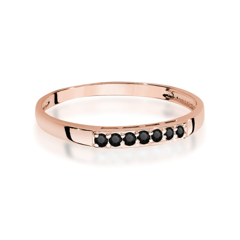 "Pierścionek W0619 Czarny Diament 0,12ct w różowym złocie - Daima