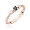 "Pierścionek W0620 z czarnym diamentem 0,12ct w różowym złocie -