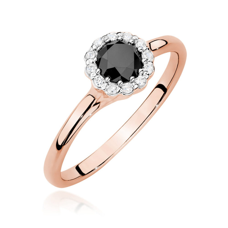 "Pierścionek W0622 Czarny Diament 0,50ct w różowym złocie - Daima