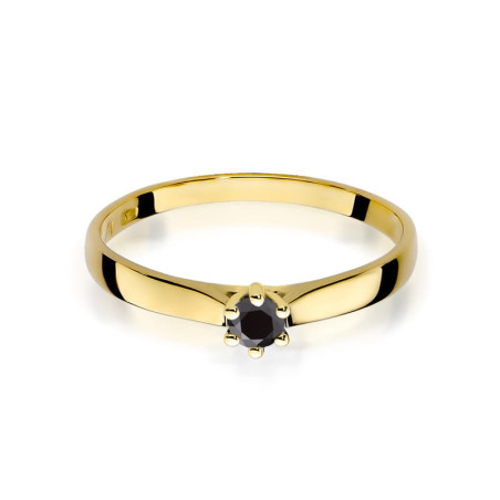 "Pierścionek W222 Czarny Diament 0,12ct w żółtym złocie - Daiman