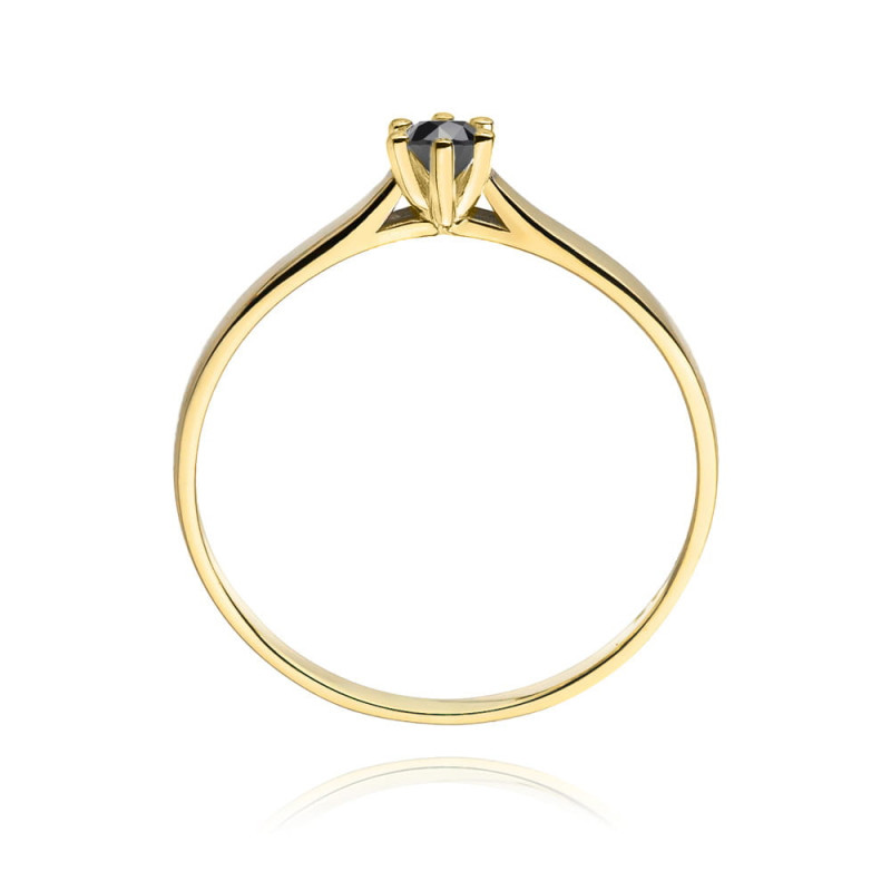 "Pierścionek W222 Czarny Diament 0,12ct w żółtym złocie - Daiman