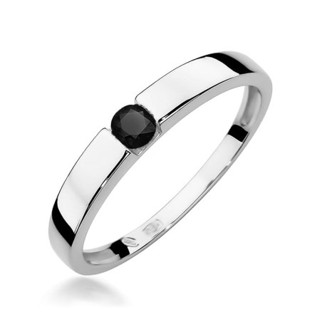 "Pierścionek W432 Czarny Diament 0,12ct | Białe Złoto | Daimana.pl