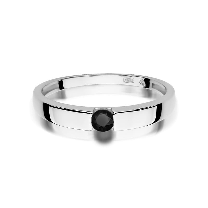 "Pierścionek W432 Czarny Diament 0,12ct | Białe Złoto | Daimana.pl