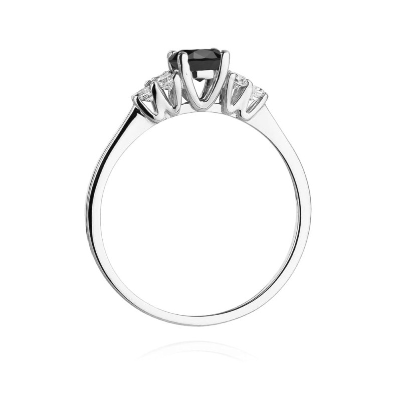 "Pierścionek W451 z czarnym diamentem 0,50ct w białym złocie - Dai