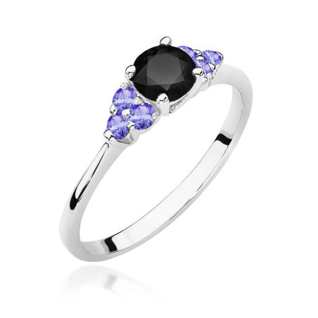 "Pierścionek W451 Czarny Diament 0,50ct | Białe Złoto | Daimana.pl