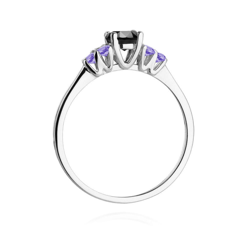 "Pierścionek W451 Czarny Diament 0,50ct | Białe Złoto | Daimana.pl