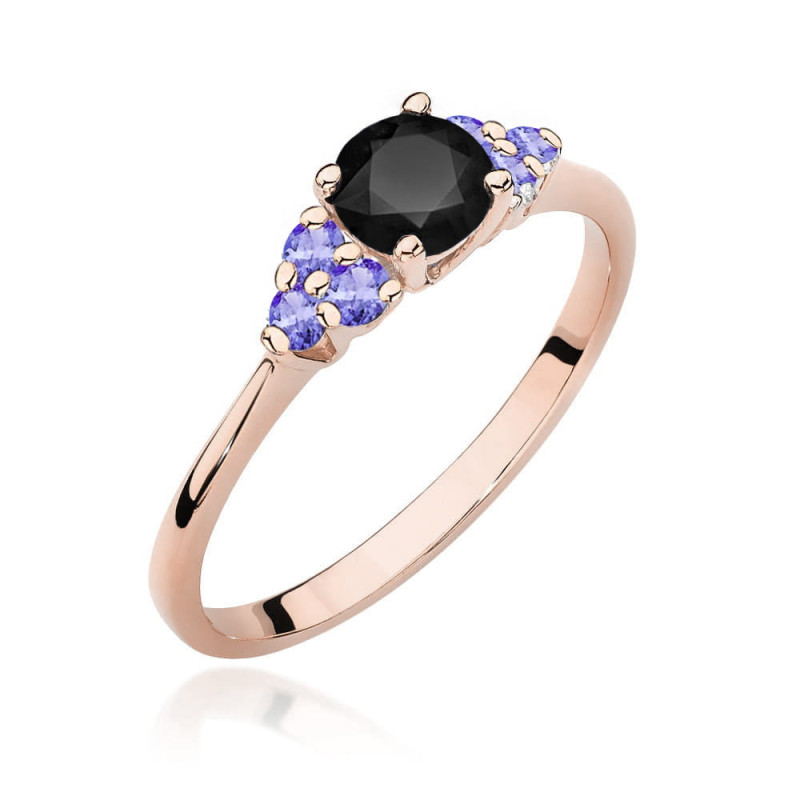 Pierścionek W451 Czarny Diament 0,50ct w różowym złocie - Daimana