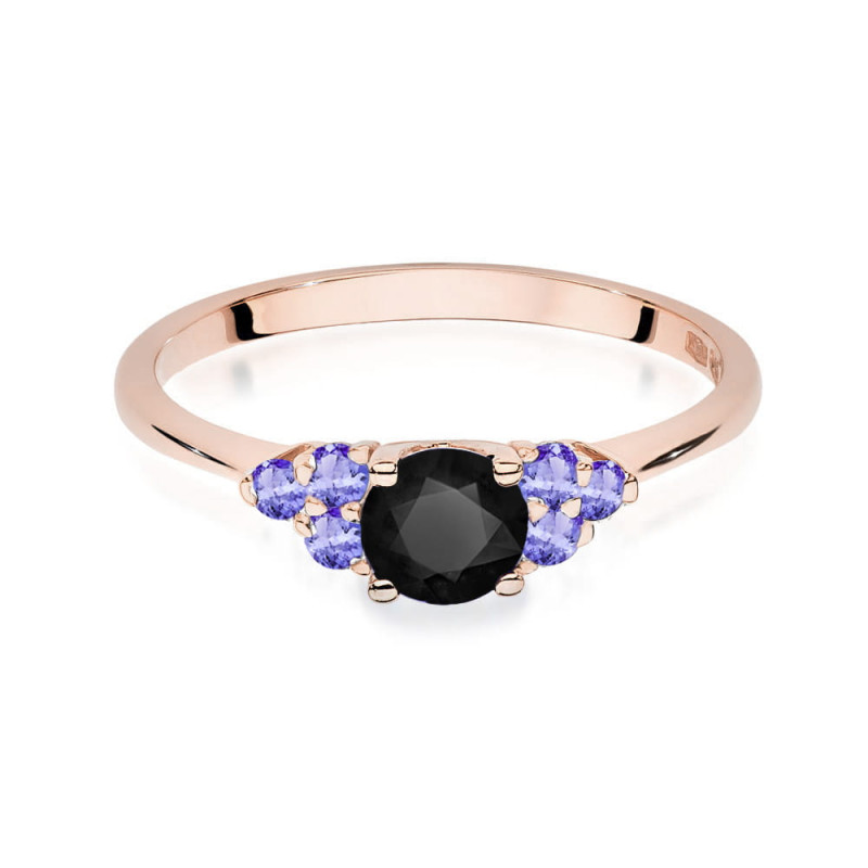 Pierścionek W451 Czarny Diament 0,50ct w różowym złocie - Daimana