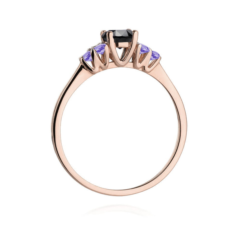 Pierścionek W451 Czarny Diament 0,50ct w różowym złocie - Daimana