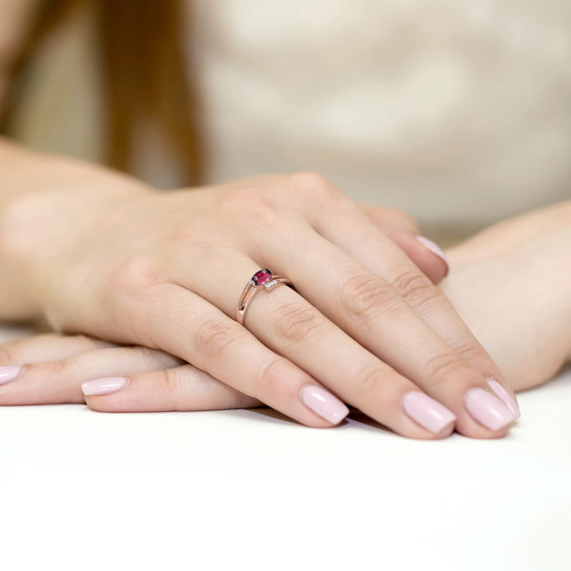 Pierścionek W119 Rodolit 0,50ct różowe złoto