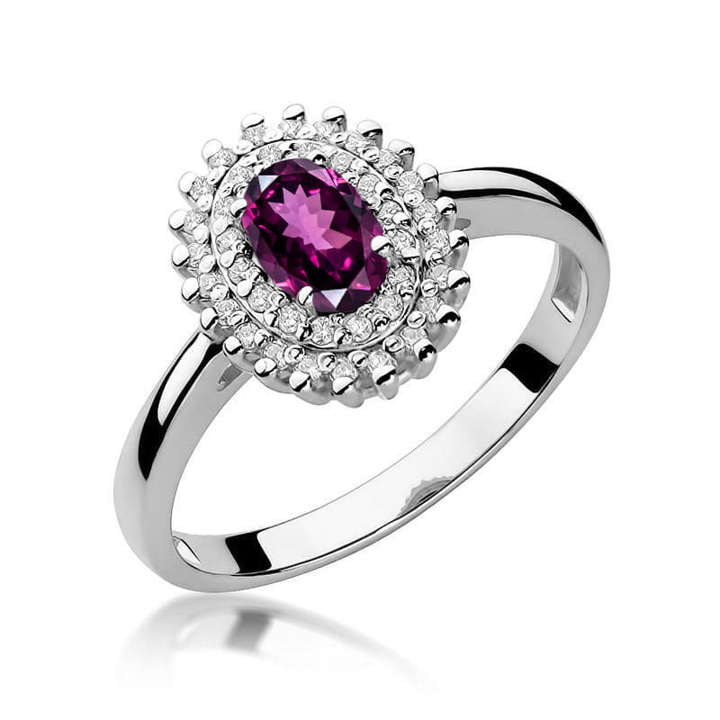 Pierścionek W303 Rodolit 0,50ct białe złoto