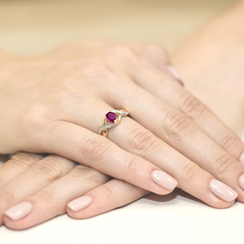 "Pierścionek W028 Rodolit 0,50ct żółte złoto - Daimana.pl | Najw