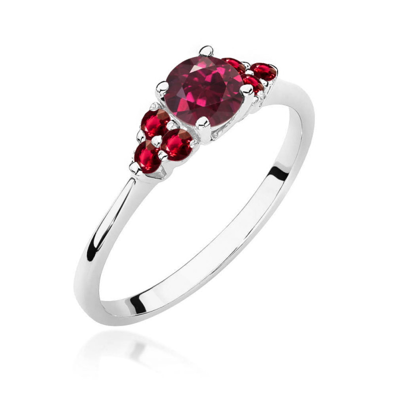 Pierścionek W451 2 Rodolit 0,60ct białe złoto