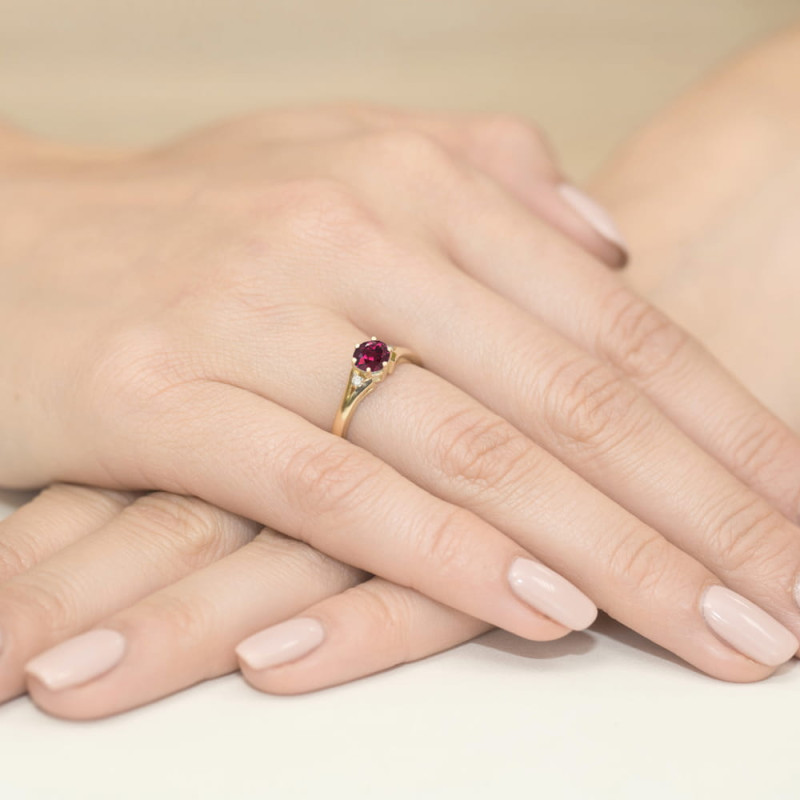 "Pierścionek W076 Rodolit 0,60ct żółte złoto | Daimana.pl - Najw
