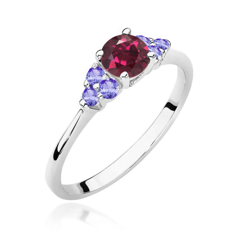 Pierścionek W451 4 Rodolit 0,60ct białe złoto