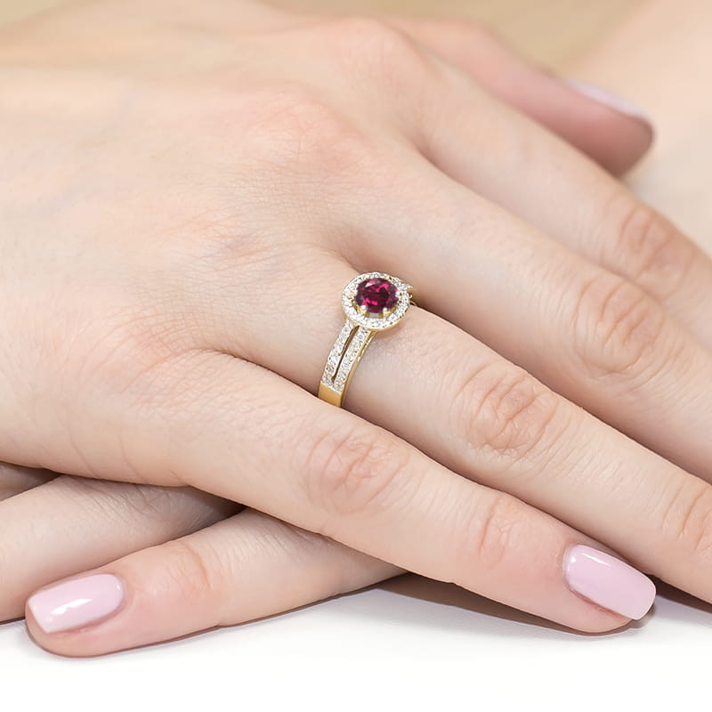 "Pierścionek W087 Rodolit 0,60ct żółte złoto - Daimana.pl | Najw