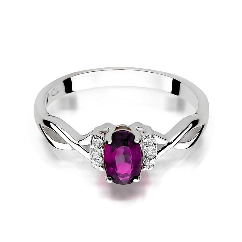 Pierścionek W019 Rodolit 0,50ct białe złoto