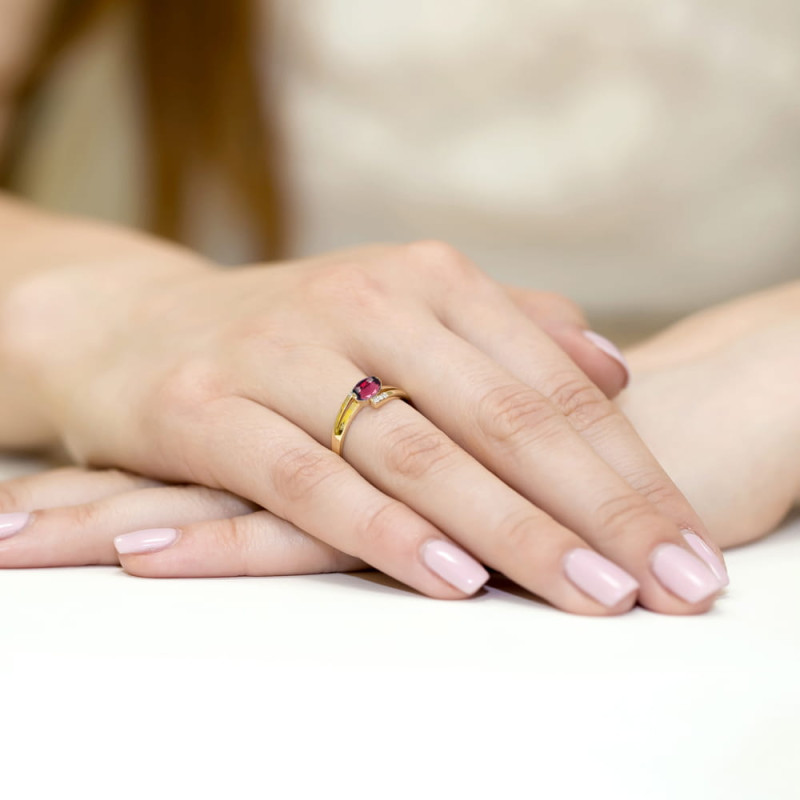 "Pierścionek W119 Rodolit 0,50ct żółte złoto - Daimana.pl: Najwy
