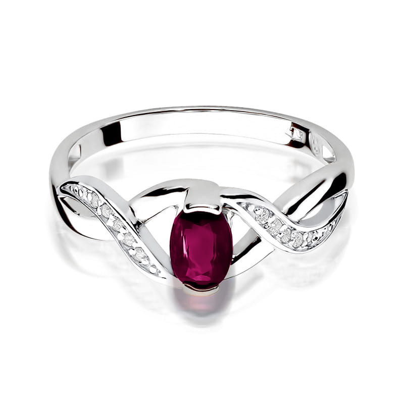 Pierścionek W028 Rodolit 0,50ct białe złoto
