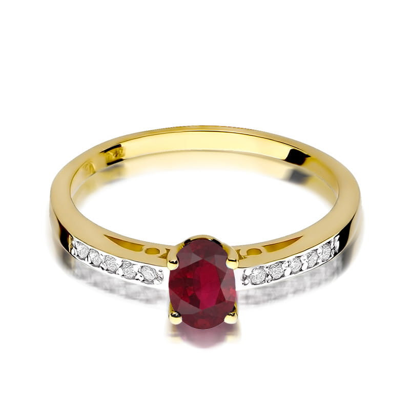 "Pierścionek W067 Rodolit 0,50ct żółte złoto - Daimana.pl: Najwy