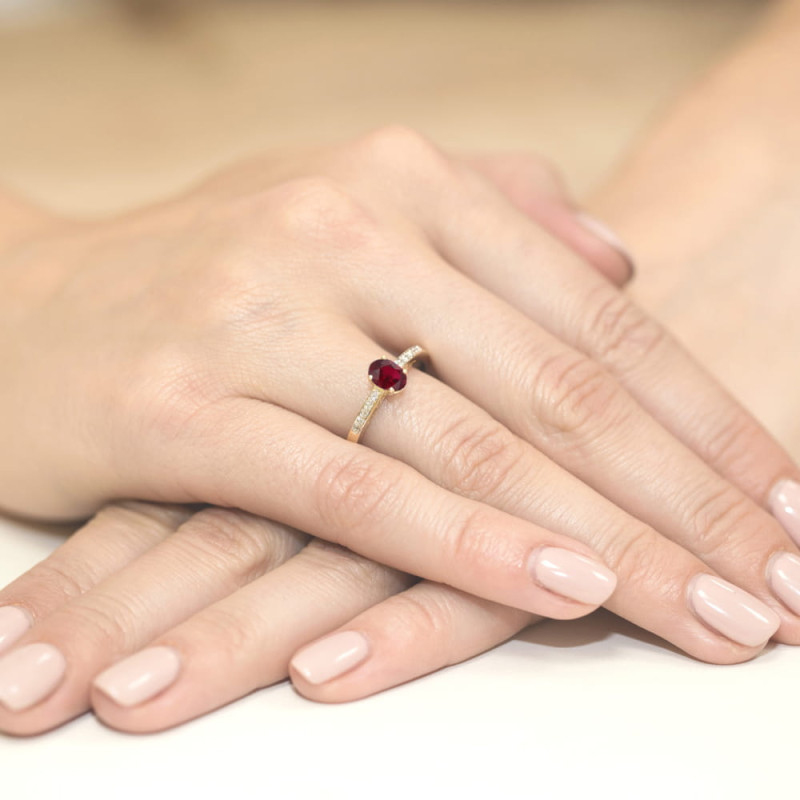 "Pierścionek W067 Rodolit 0,50ct żółte złoto - Daimana.pl: Najwy
