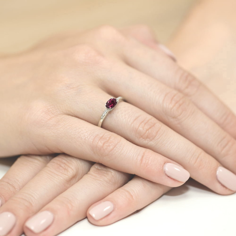Pierścionek W077 Rodolit 0,50ct białe złoto