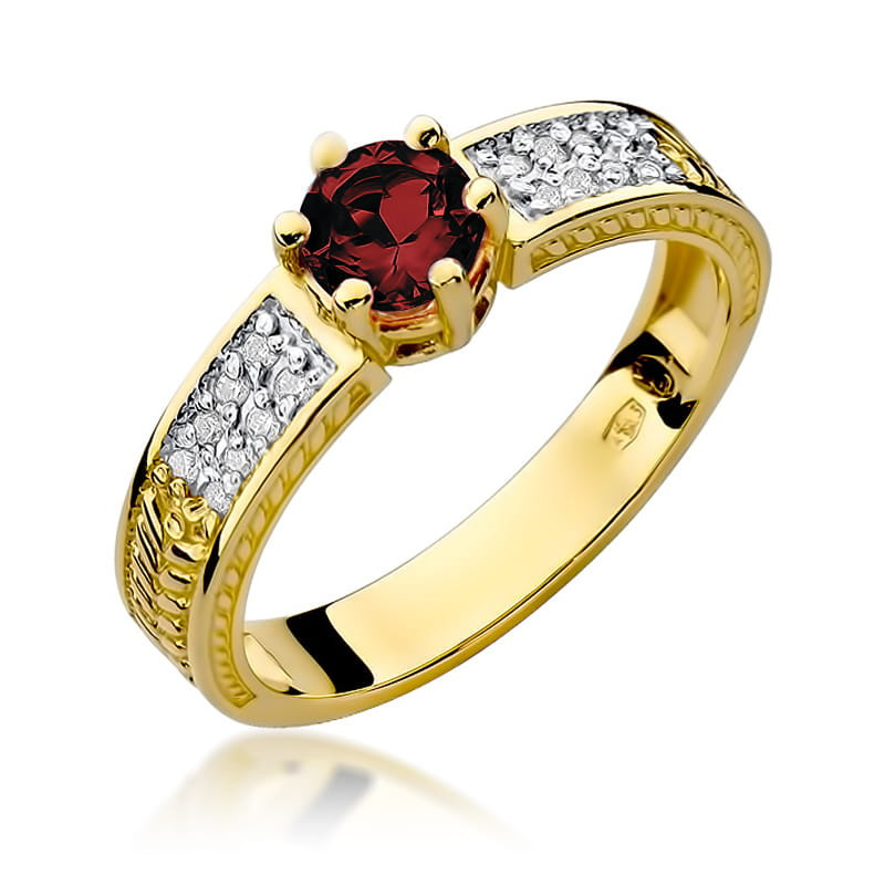"Pierścionek W075 Rubin 0,60ct żółte złoto - ekskluzywny pierśc