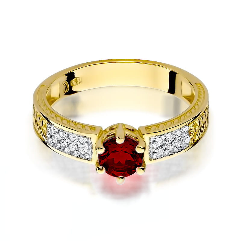 "Pierścionek W075 Rubin 0,60ct żółte złoto - ekskluzywny pierśc