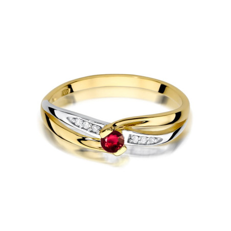 Pierścionek W415 Rubin 0,15ct żółte złoto