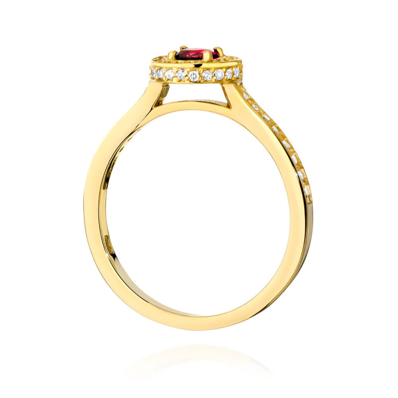 Pierścionek W559 Rubin 0,35ct żółte złoto
