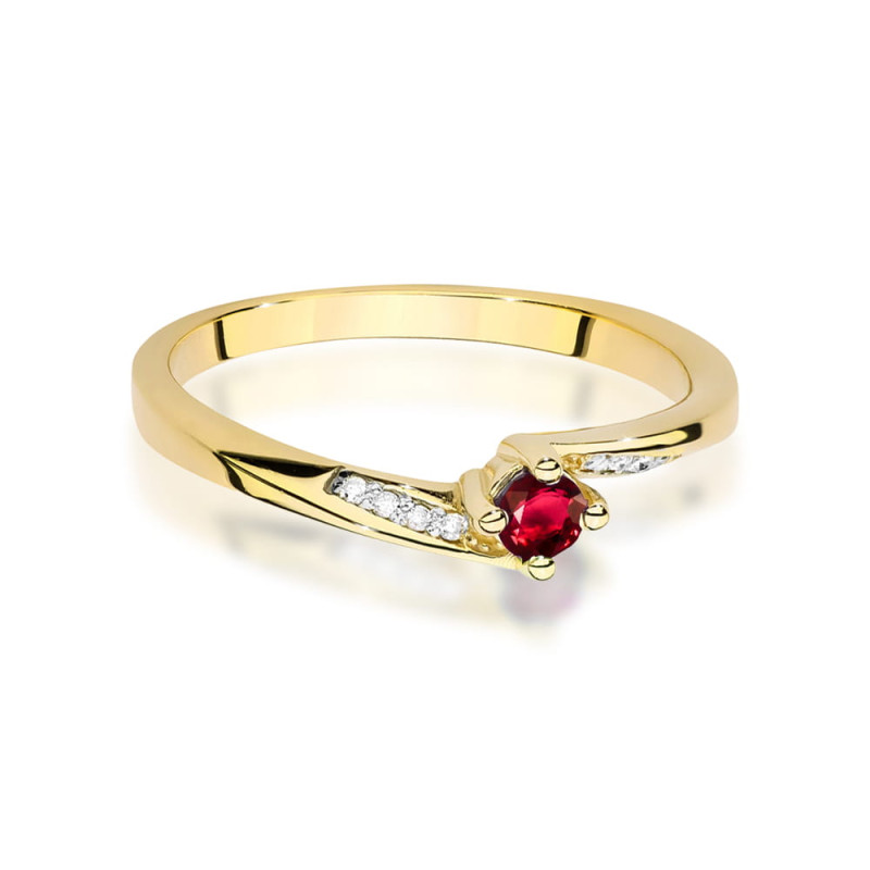Pierścionek W0262 Rubin 0,15ct żółte złoto