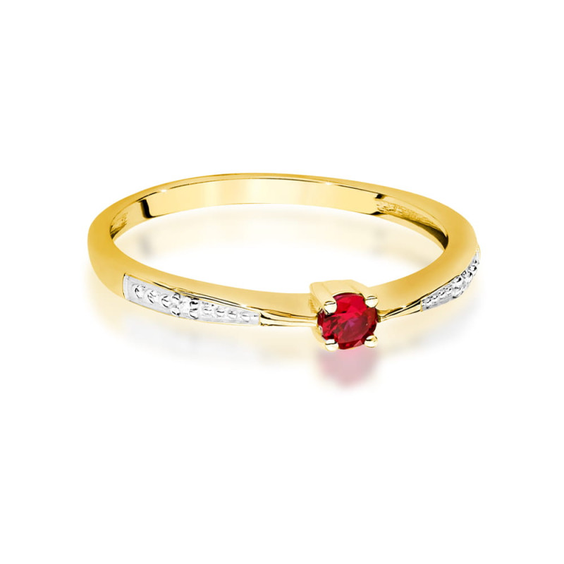 Pierścionek W0465 Rubin 0,15ct żółte złoto