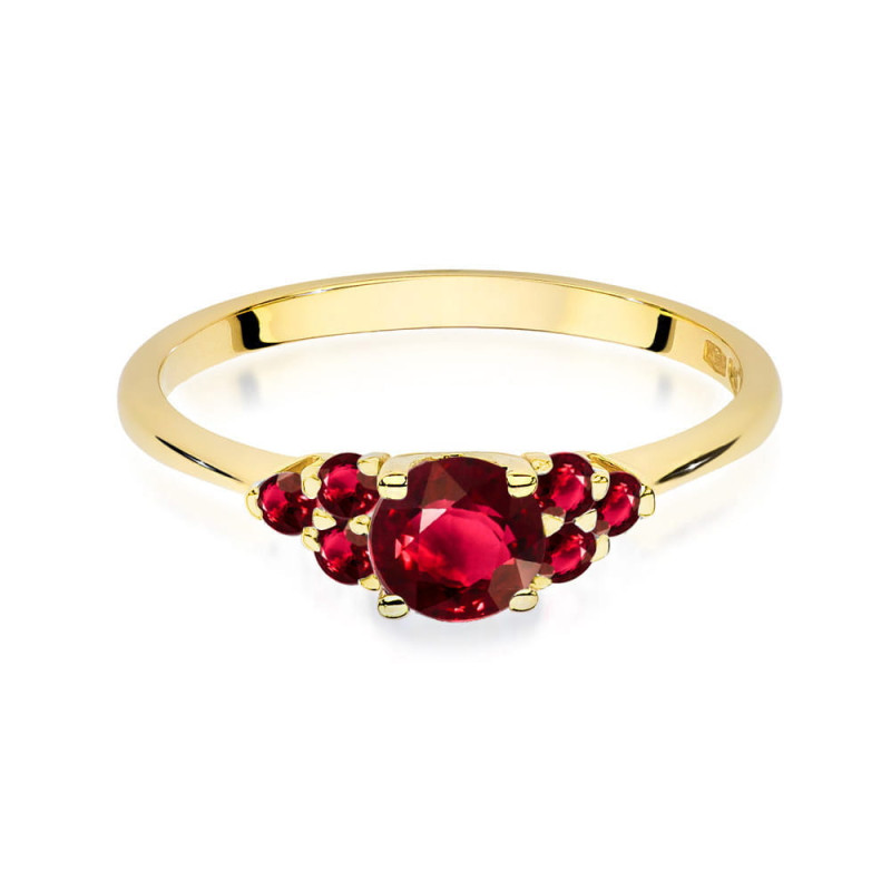 Pierścionek W451 3 Rubin 0,60ct żółte złoto