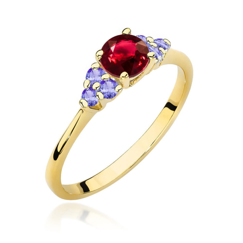 Pierścionek W451 5 Rubin 0,60ct żółte złoto