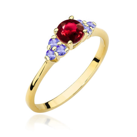 Pierścionek W451 5 Rubin 0,60ct żółte złoto