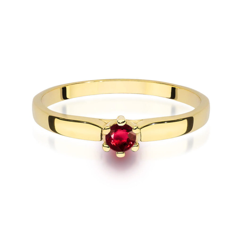 Pierścionek W222 Rubin 0,15ct żółte złoto