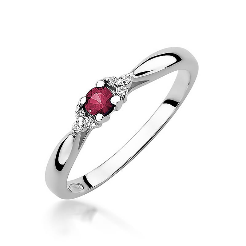 Pierścionek W428 Rubin 0,15ct białe złoto