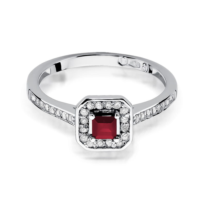 Pierścionek W315 Rubin 0,20ct białe złoto