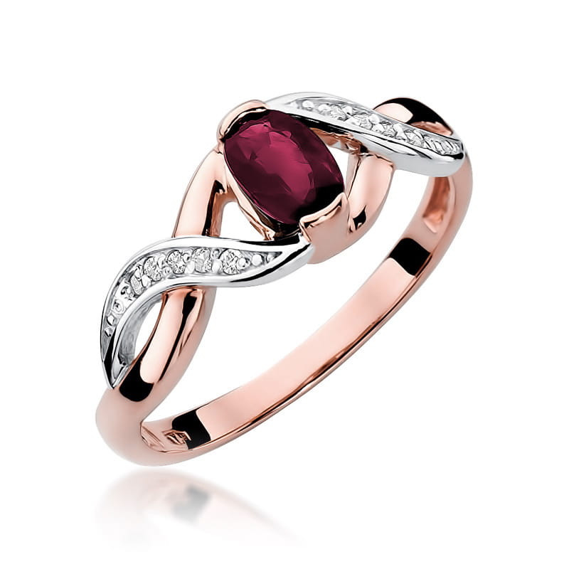 Pierścionek W028 Rubin 0,60ct różowe złoto