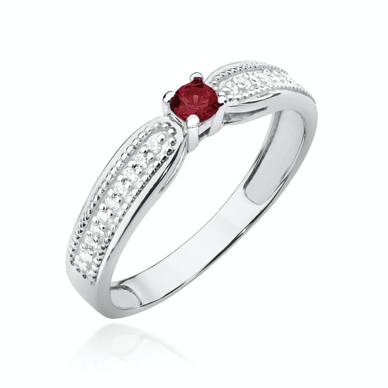 Pierścionek W449 Rubin 0,15ct białe złoto