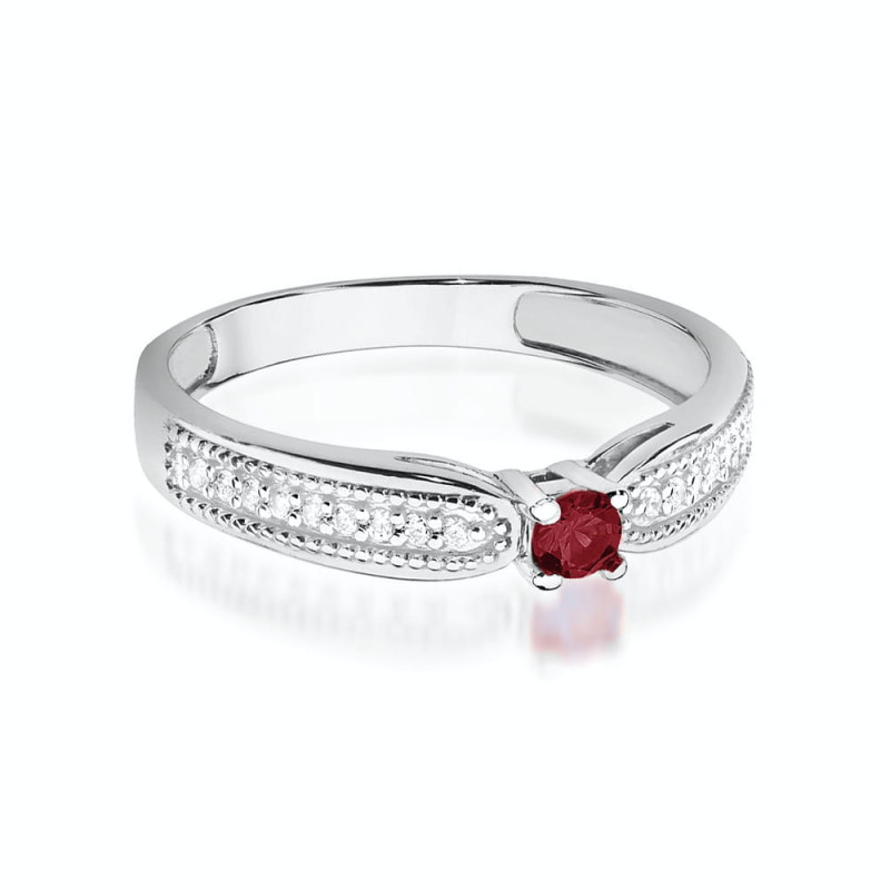 Pierścionek W449 Rubin 0,15ct białe złoto