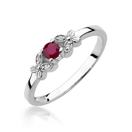 Pierścionek W414 Rubin 0,15ct białe złoto