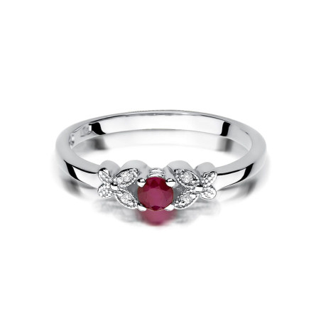 Pierścionek W414 Rubin 0,15ct białe złoto