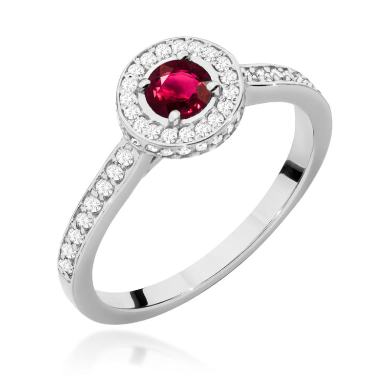 Pierścionek W559 Rubin 0,35ct białe złoto