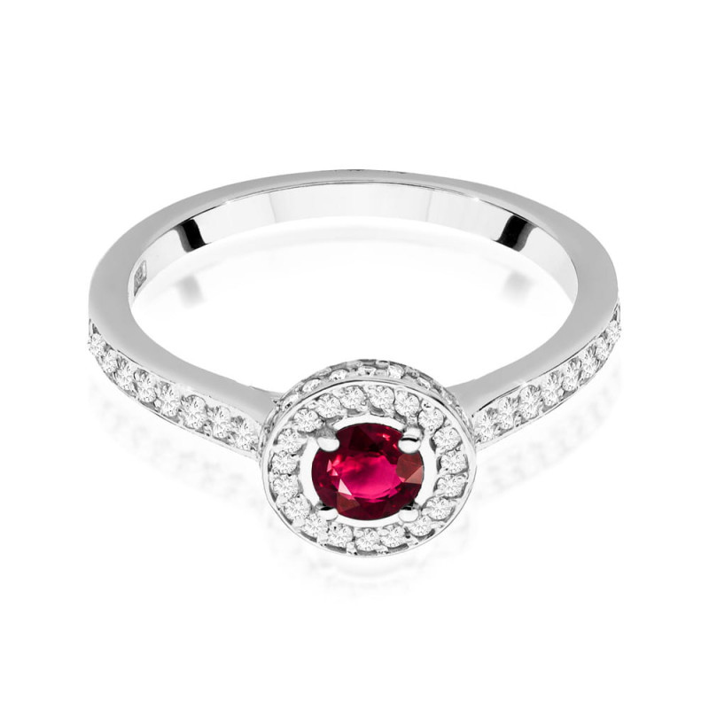 Pierścionek W559 Rubin 0,35ct białe złoto