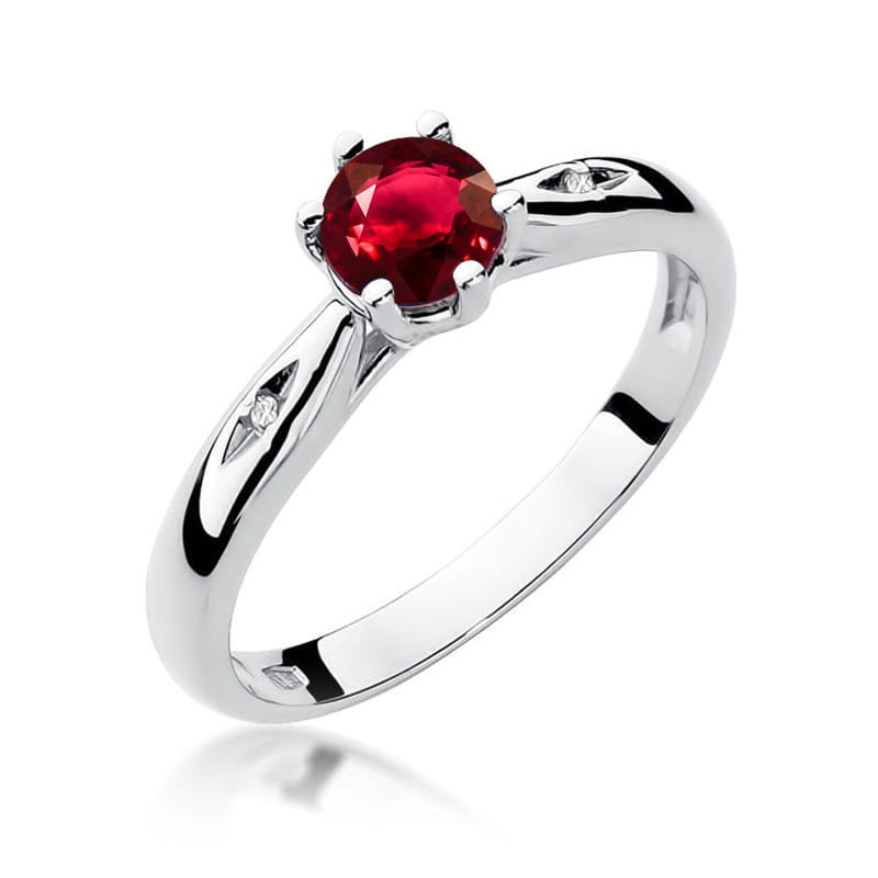 Pierścionek W074 Rubin 0,60ct białe złoto
