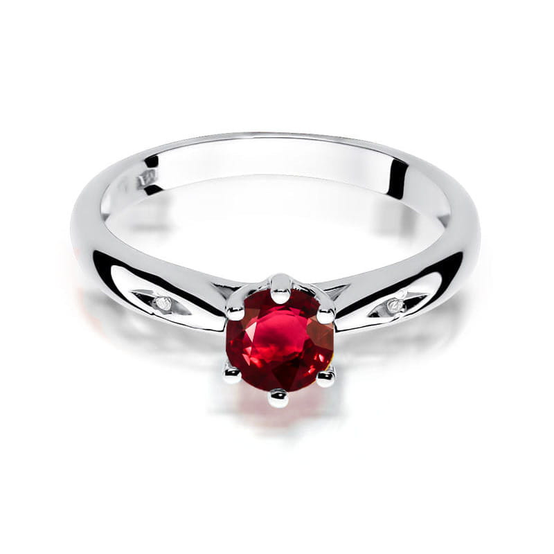 Pierścionek W074 Rubin 0,60ct białe złoto
