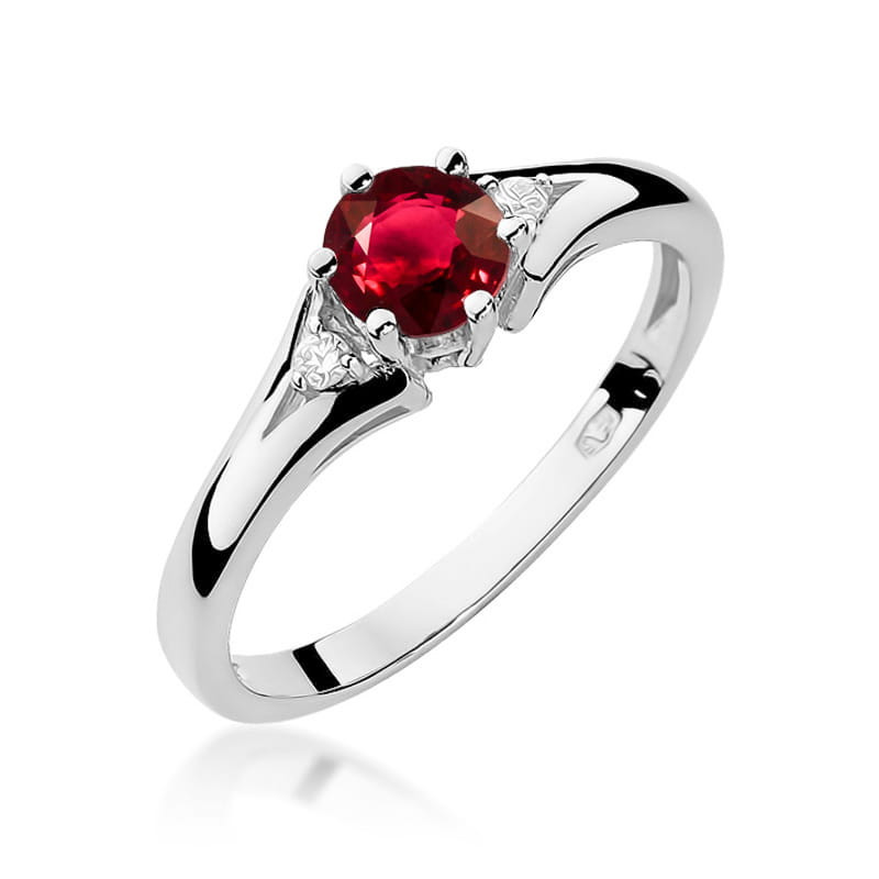 Pierścionek W076 Rubin 0,60ct białe złoto